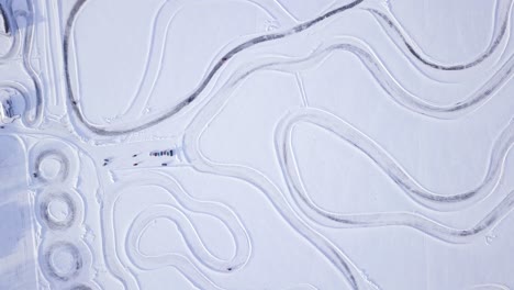 aerial view of a frozen race track