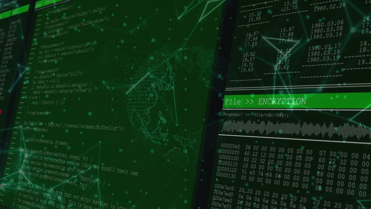 animación del procesamiento de datos digitales a través de redes de conexiones