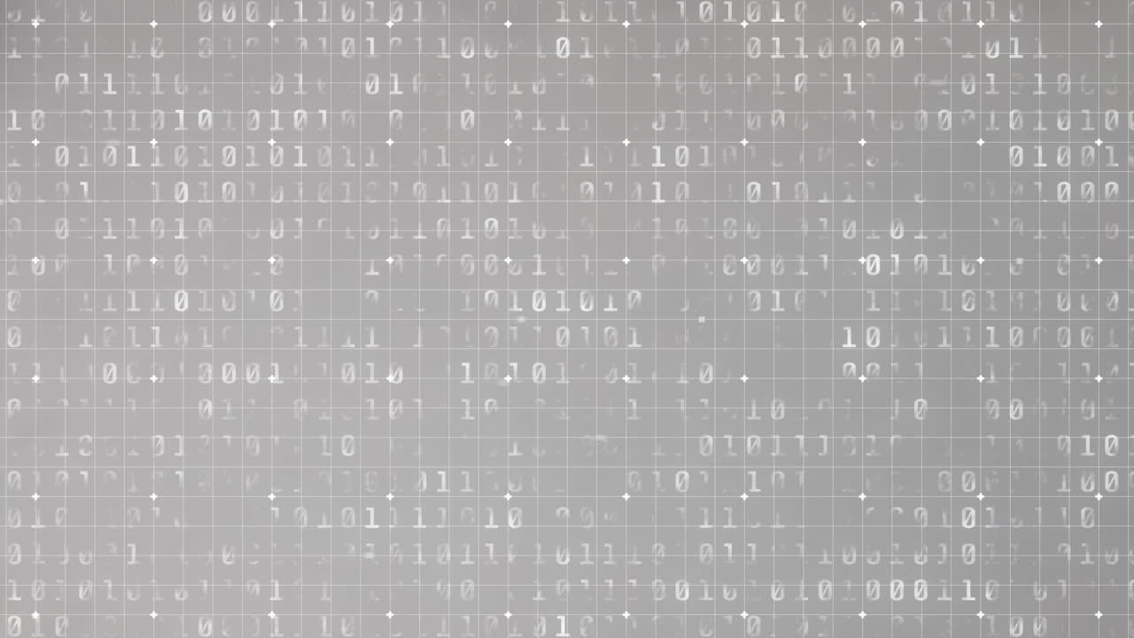 Animation of binary coding processing on grey background