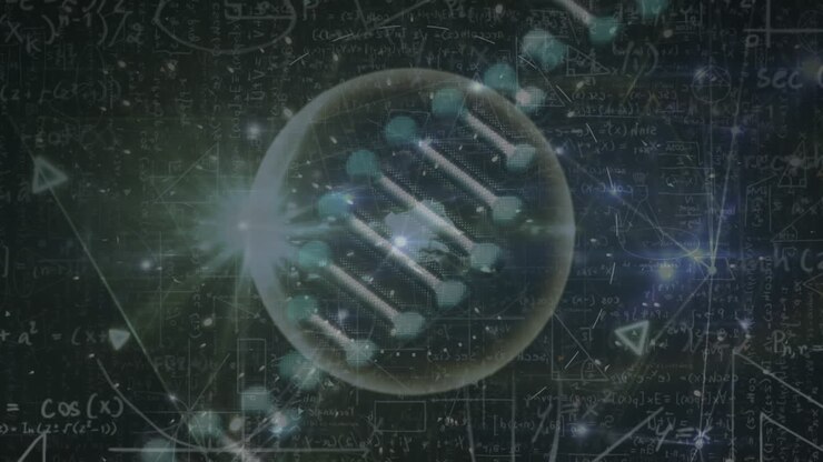 Animazione di una rete di connessioni su DNA e elaborazione di dati scientifici