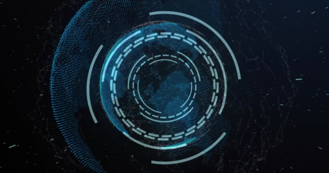 Digital Globe with Rotating HUD Interface and Data Network