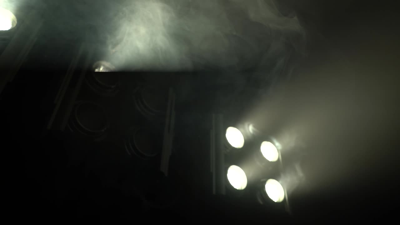 Stage lights, Floodlights shining brightly and turning on and off