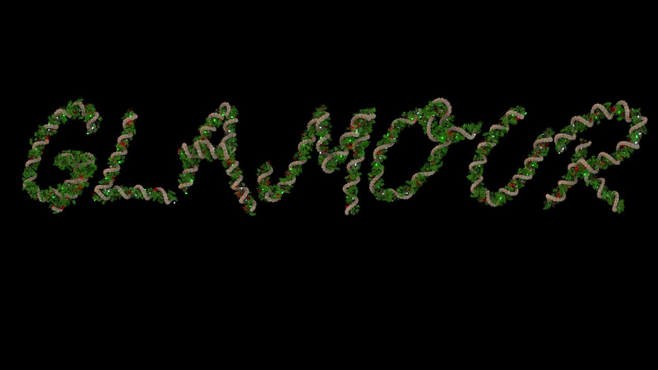 애니메이션 크리스마스 꽃받침 글 글 글자가 글러머 단어를 형성합니다.