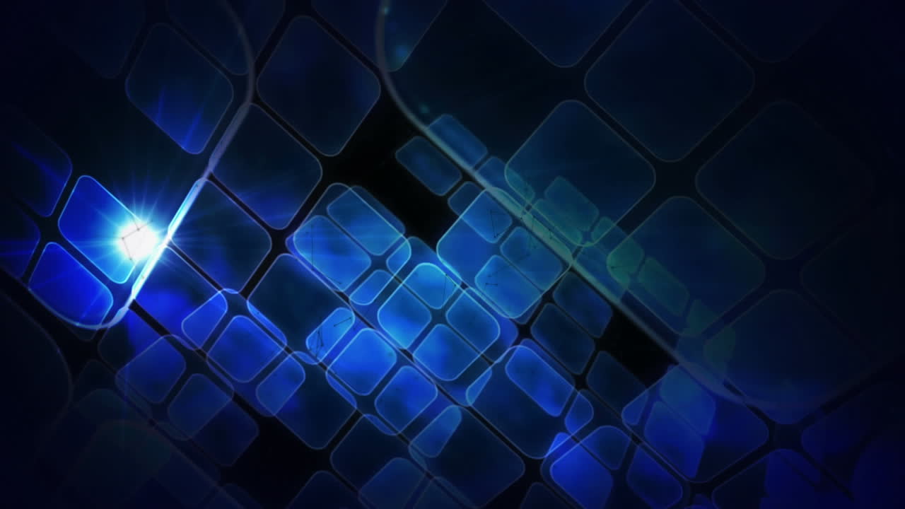 animación de conexiones brillantes que se mueven sobre las pantallas