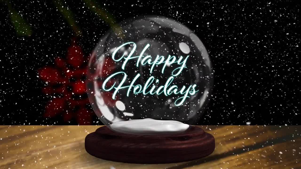 계절 인사와 눈이 떨어지는 위에 떨어지는 별과 함께 눈 지구의 애니메이션