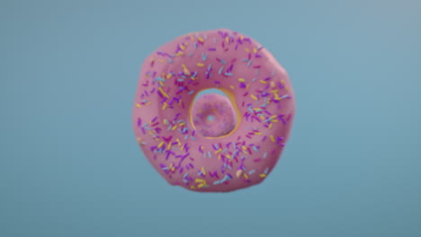pink glaze donuts on a blue background