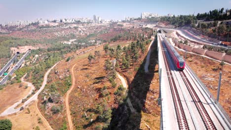 aerial view of train track over jerusalem valley