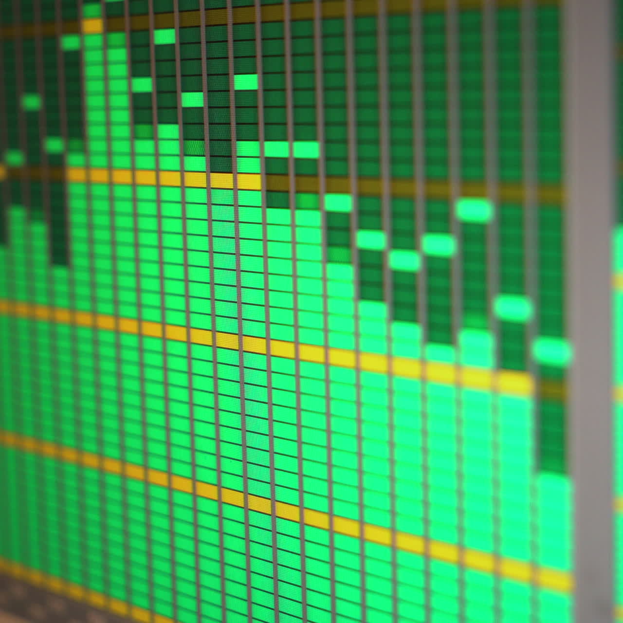 Audio waves on a computer screen. Voice recording for music. Recording studio or radio