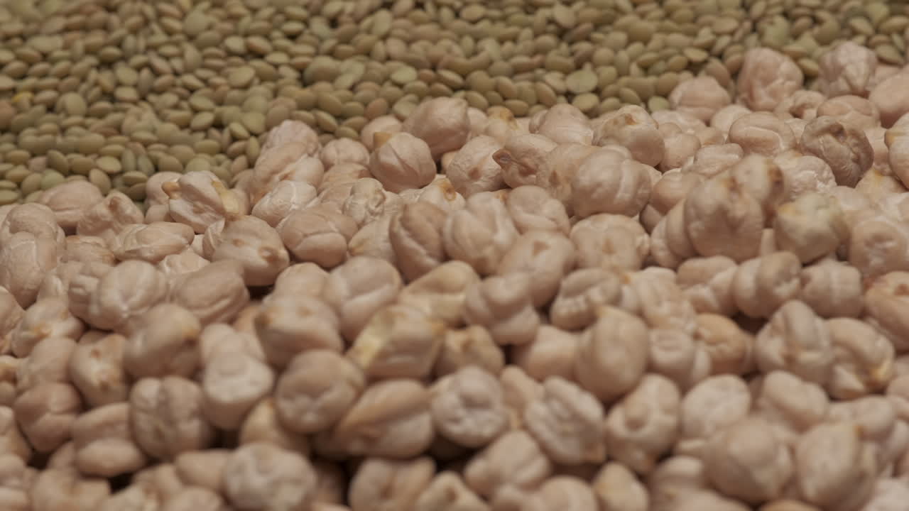 콩과 식물 콩, 렌즈 콩, 병아리 콩의 지중해 음식 건강 영양 구색