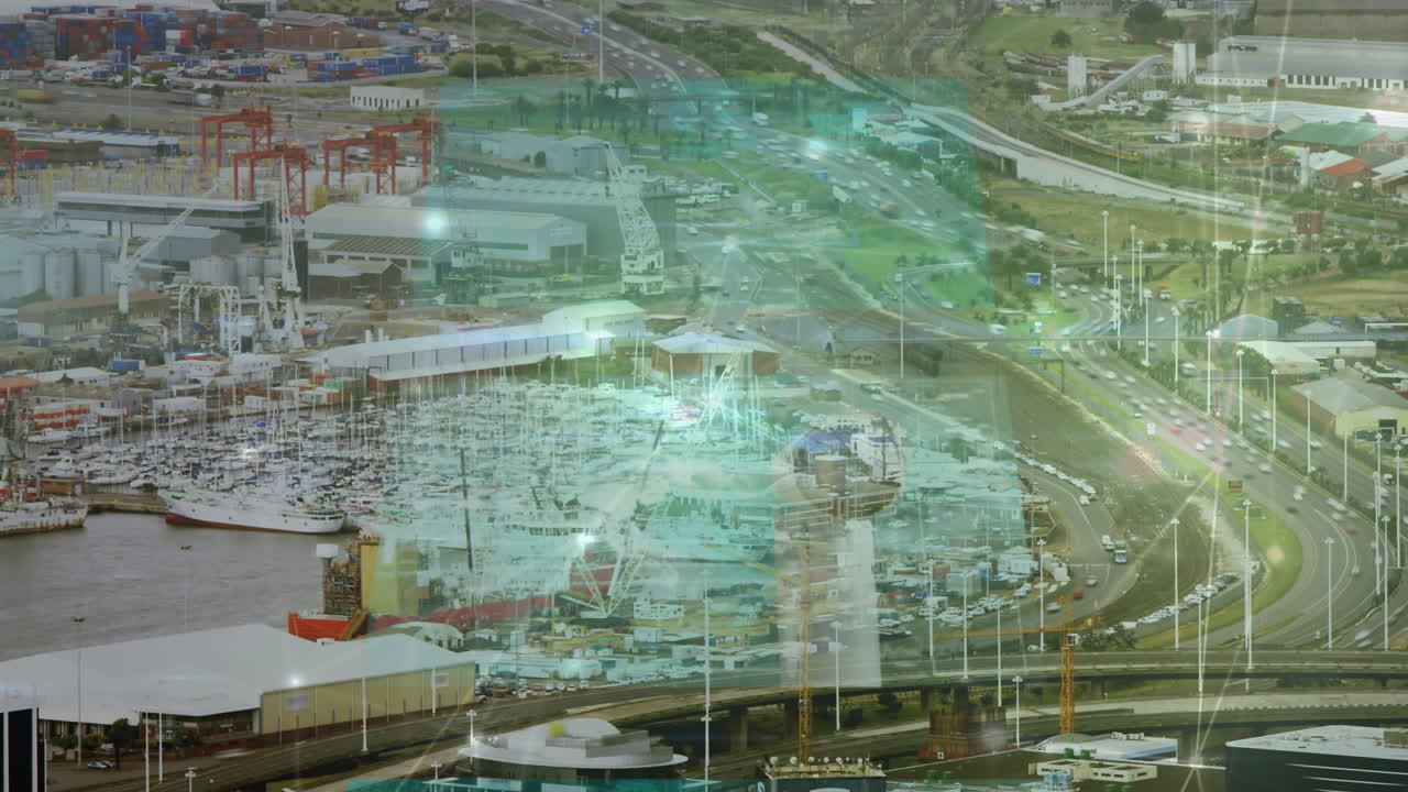 도시 풍경에 대한 연결 네트워크의 애니메이션