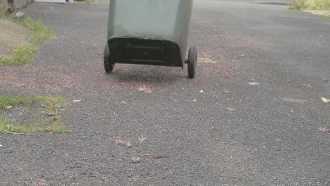 moving green recycling wheelie bin for waste collection