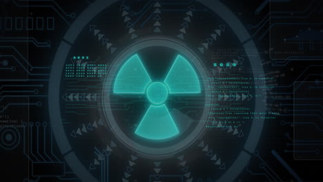 animación del procesamiento de datos con escaneo de alcance sobre fondo negro