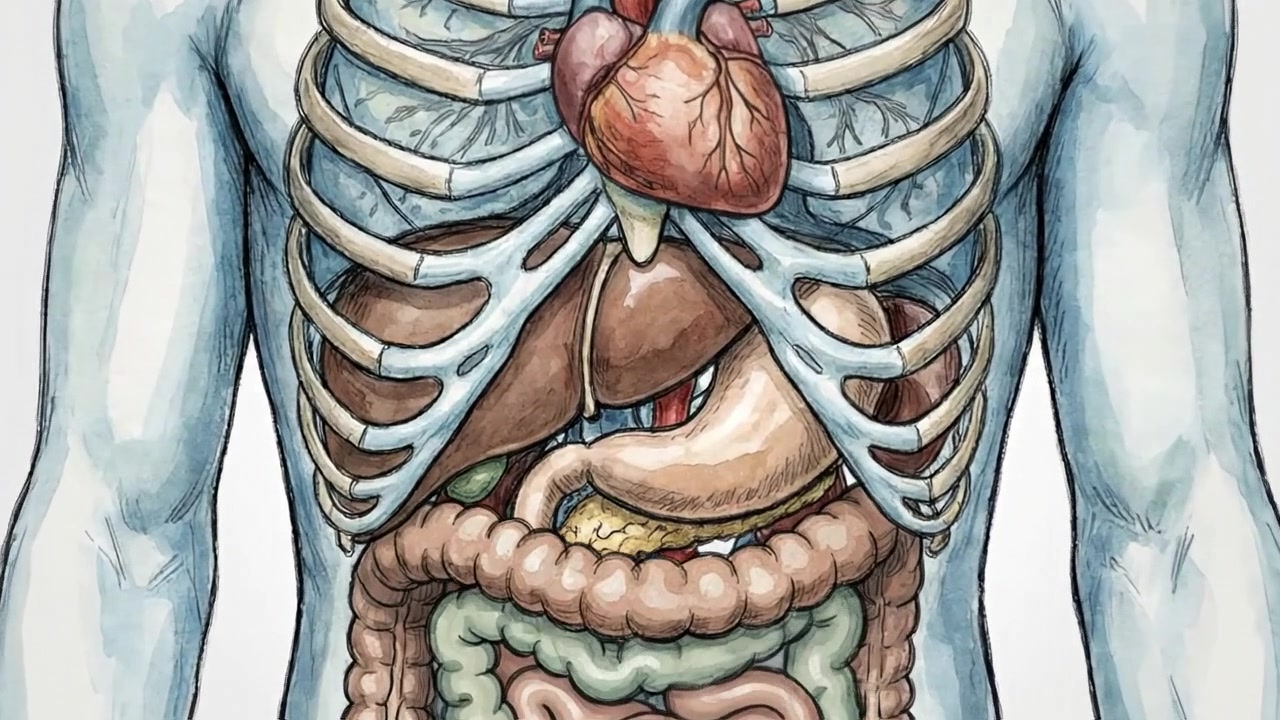 Ilustração Médica Detalhada de Tronco Humano