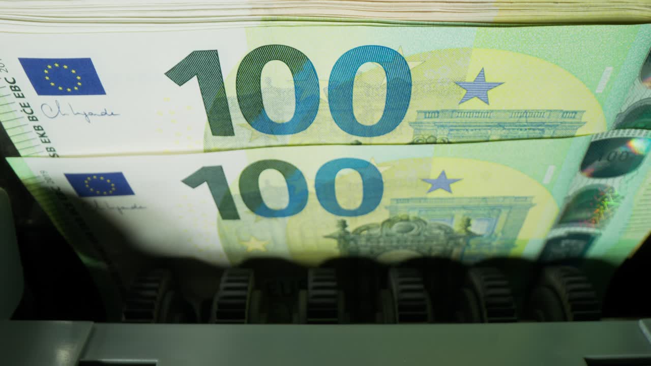 Euro 100 banknotes being counted