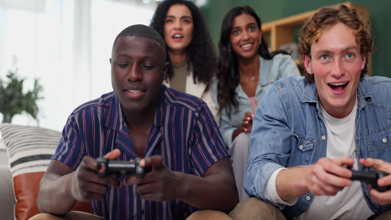 Friends playing video games