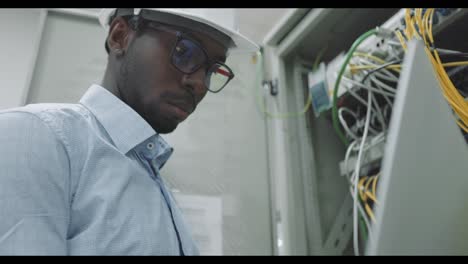 engineer working in a server room
