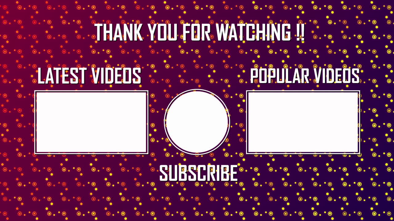 애니메이션 온라인 인터페이스는 시청자에게 감사하고 활기찬 배경에서 구독을 촉구합니다.