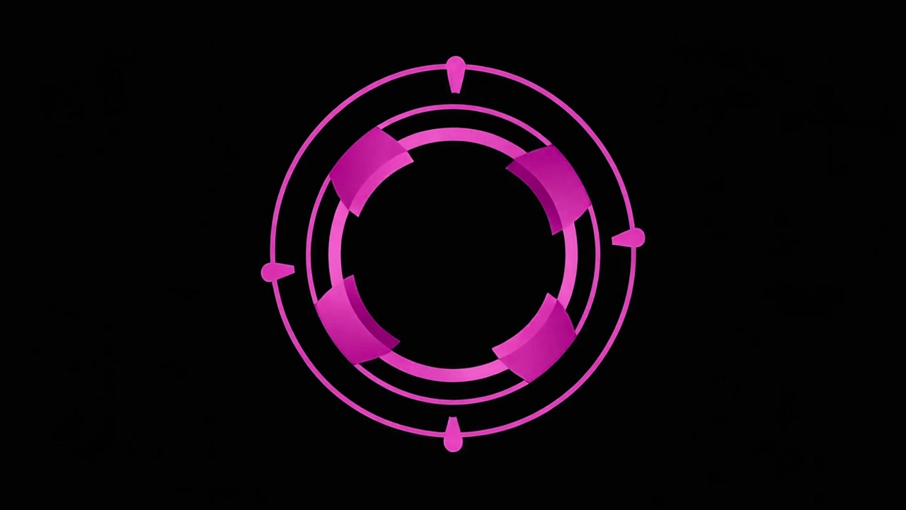 Animated Pink Circular HUD Interface Element on Black Background
