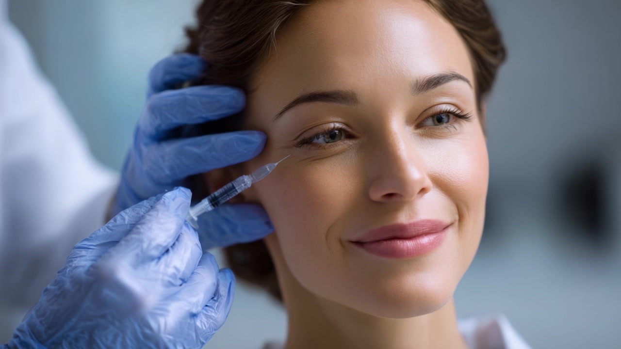 Trattamento Estetico: Professionista che somministra una procedura iniettabile per il miglioramento e il ringiovanimento del viso, per esaltare la bellezza naturale con precisione e cura.