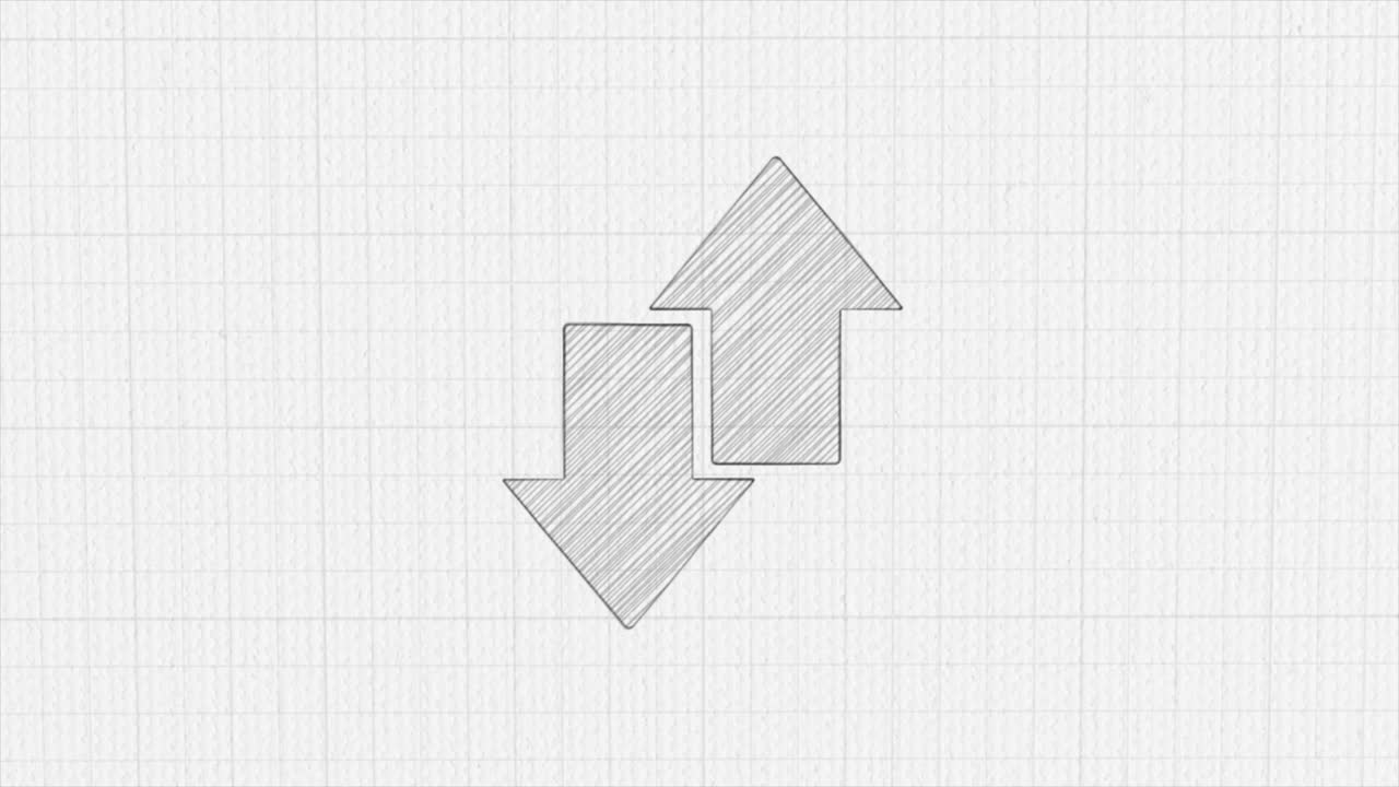 intercambio de icono de transferencia de flecha con efecto de dibujo de color. animación de dibujos dibujados. 4k