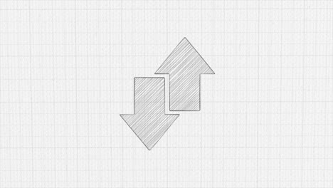 Exchange arrow transfer icon with color drawing effect. Doodle animation. 4K