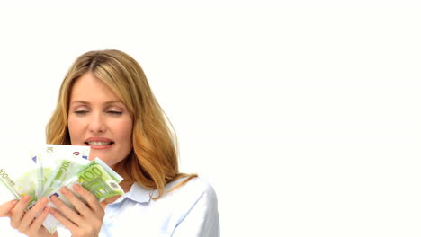 pretty lady counting her cash