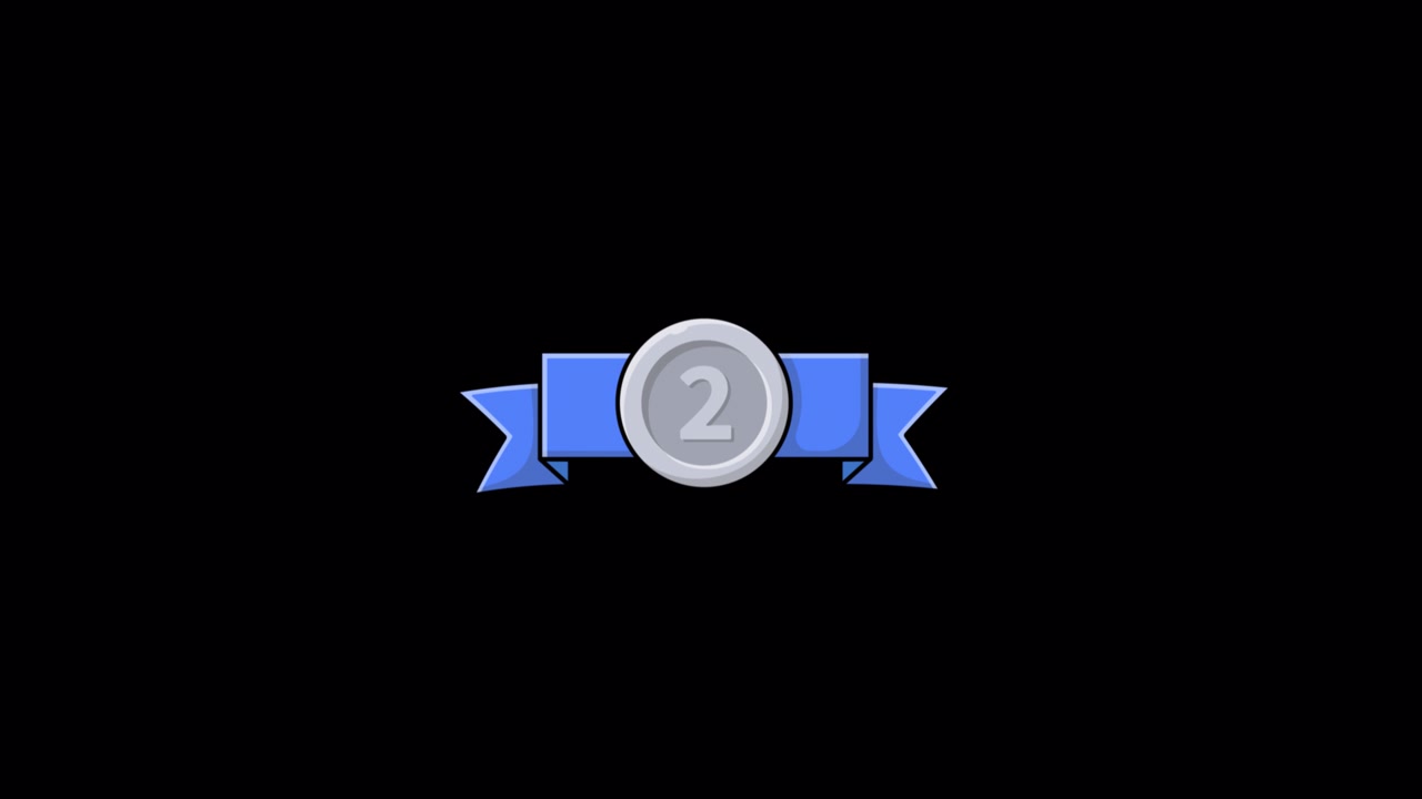 Animated Silver Medal for Second Place with Blue Ribbon