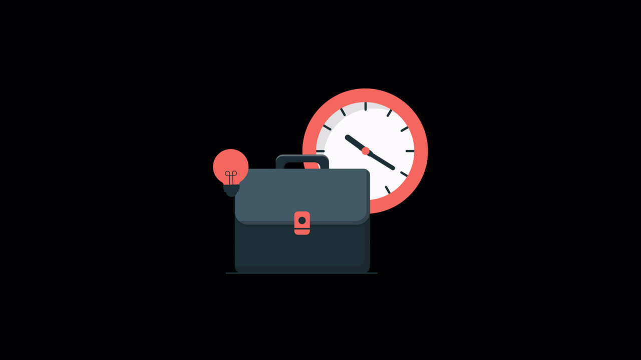 Animated Briefcase, Clock, and Lightbulb for Business Concepts