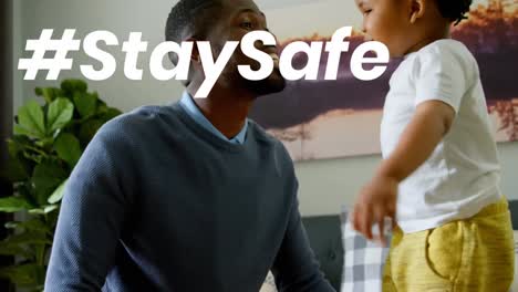 Animación-Del-Texto-Stay-Safe-Sobre-Padre-E-Hija-En-Casa.