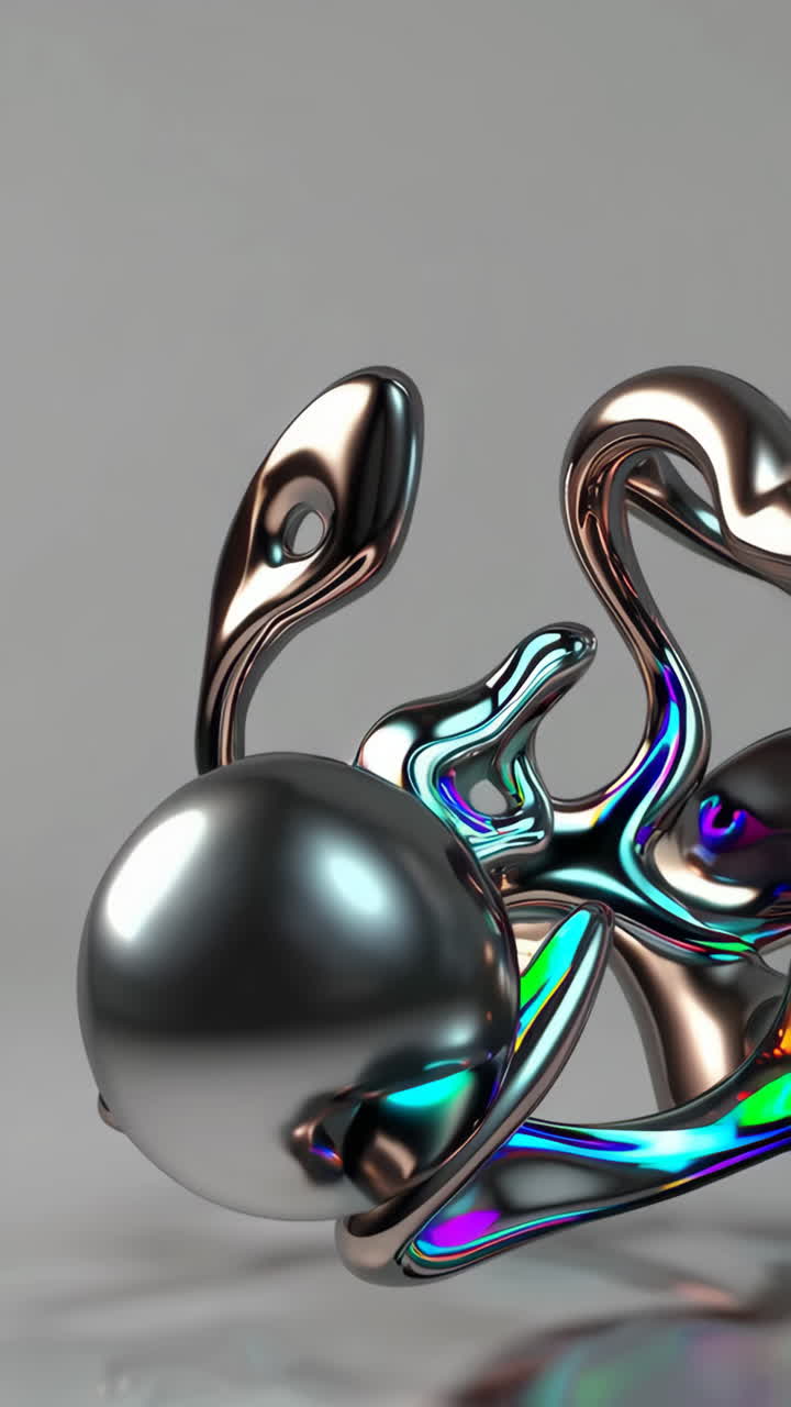 Abstract Metallic Sculptures with Iridescent Reflections