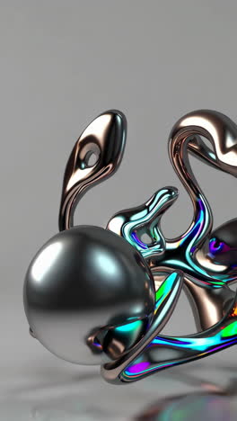 abstract metallic sculptures with iridescent reflections