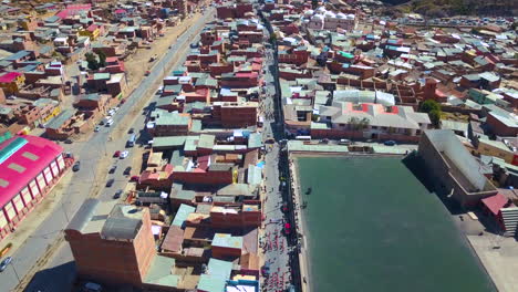 aerial drone view of the carnival celebrations in potosi, bolivia