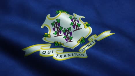 la bandera estatal de connecticut ondeando en el viento. la bandera nacional de connecticut. el signo del estado de connecticut animación de bucle sin costuras. 4k