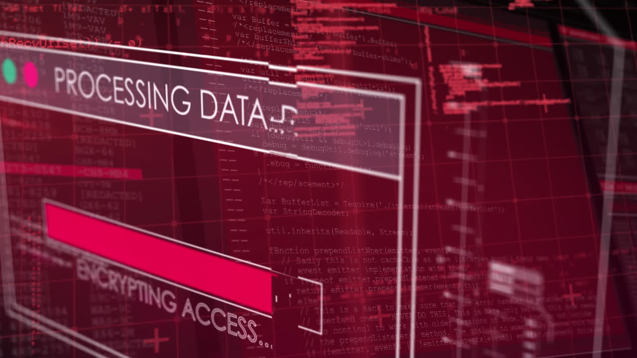 Animation of data processing on red background
