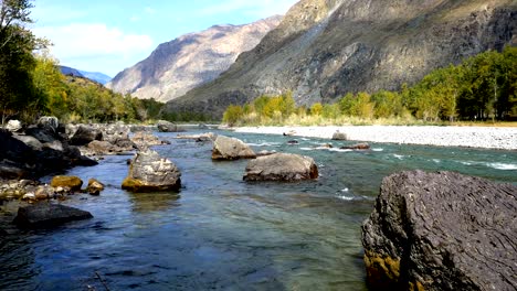 mountain river in autumn seamless loop footage