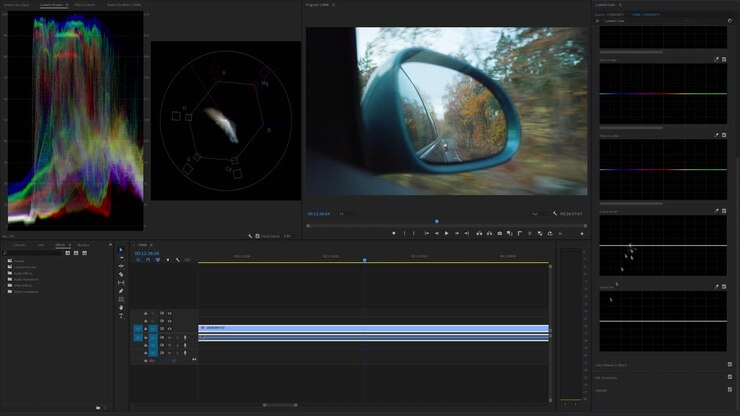 Video editing. Color grading process. Timelapse