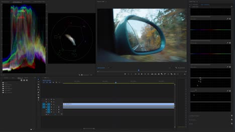 video editing. color grading process. timelapse