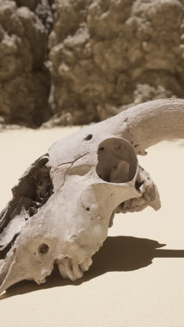 ancient goat skull in desert landscape