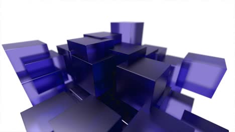 glass blocks cubes floating interlocking abstract tech motion background loop 4k