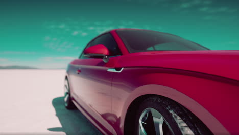 close up of a red car on a white background