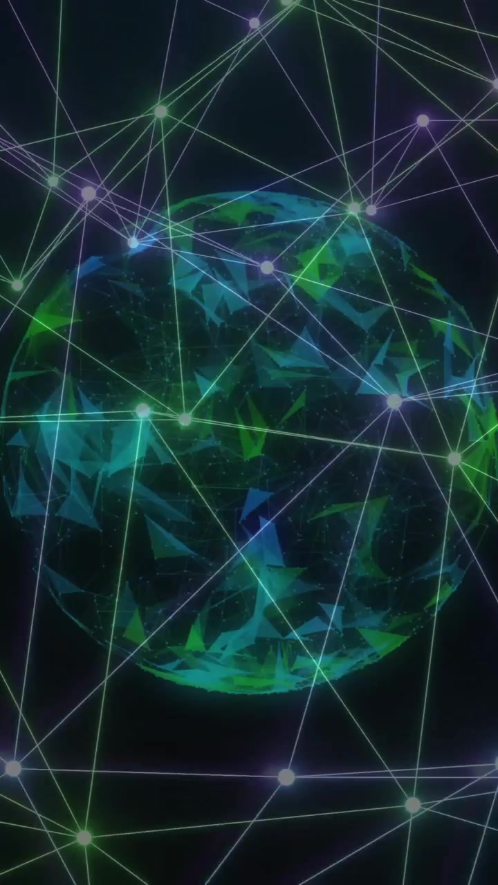 Animazione di connessioni illuminate attorno a un globo rotante su sfondo nero