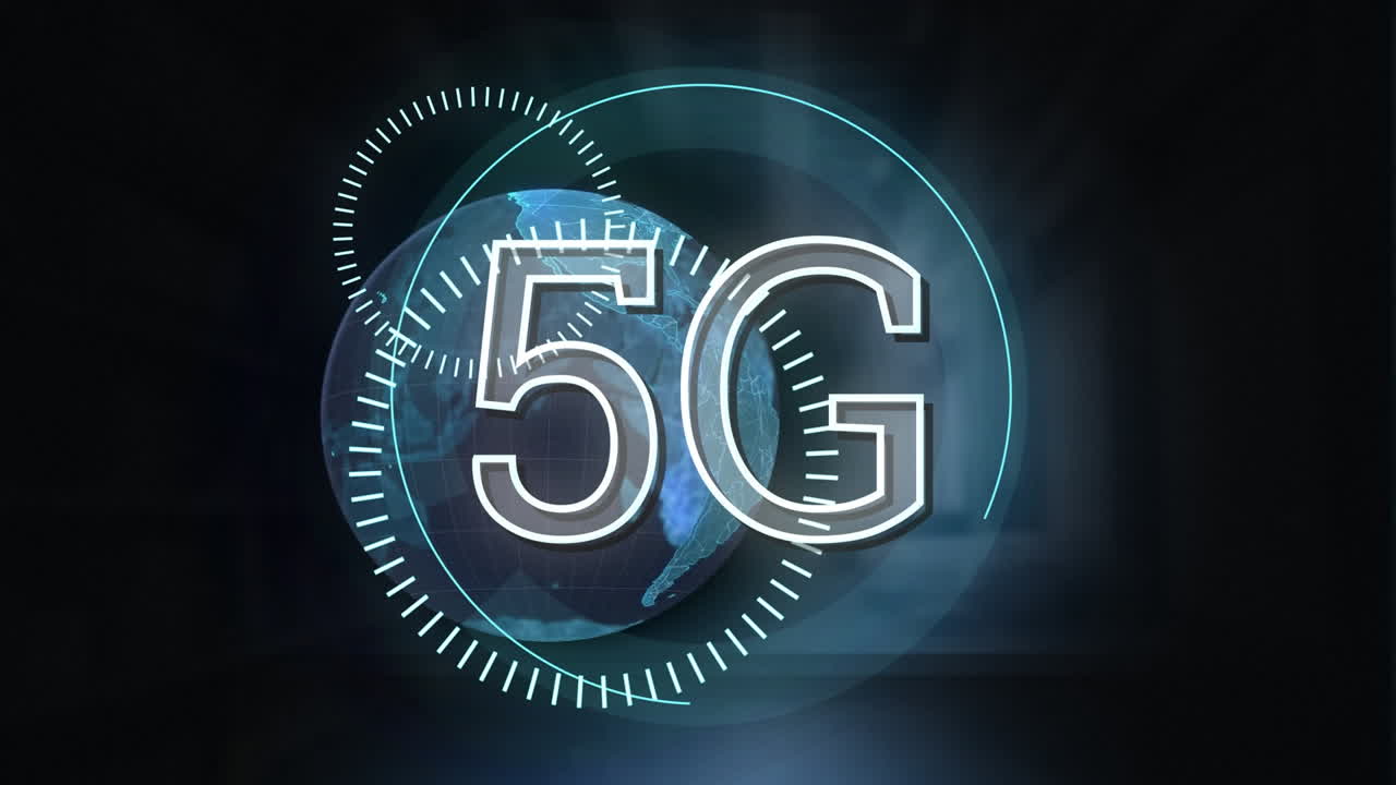 animazione di 5g sul globo e magazzino