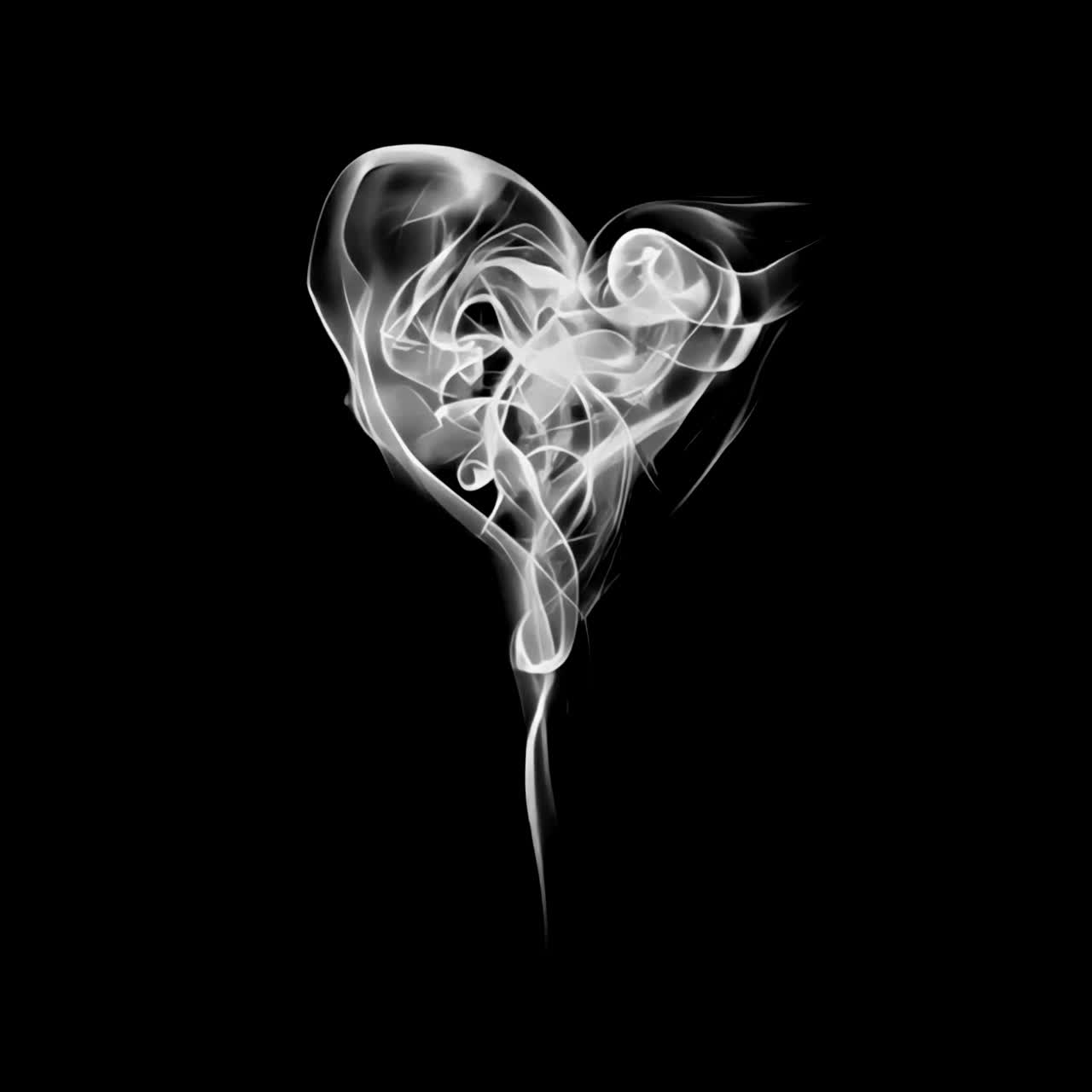 Heart-shapedistic smoke design animation isolated asset, transparent 4K video, alpha channel, ProRes