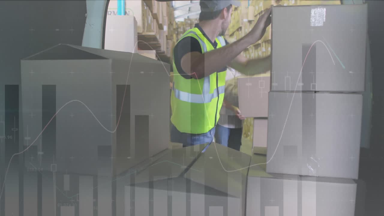 animación de estadísticas y procesamiento de datos financieros sobre el repartidor