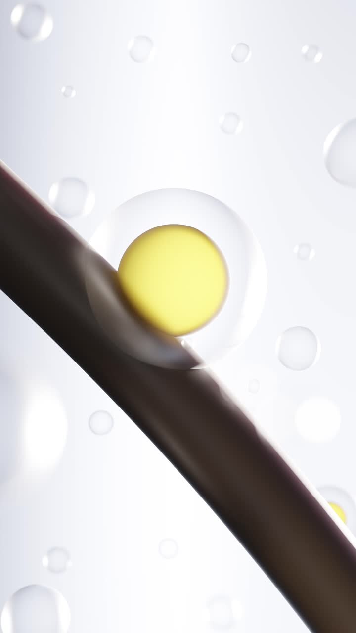 Vertical 3D render illustration of cell on brown hair