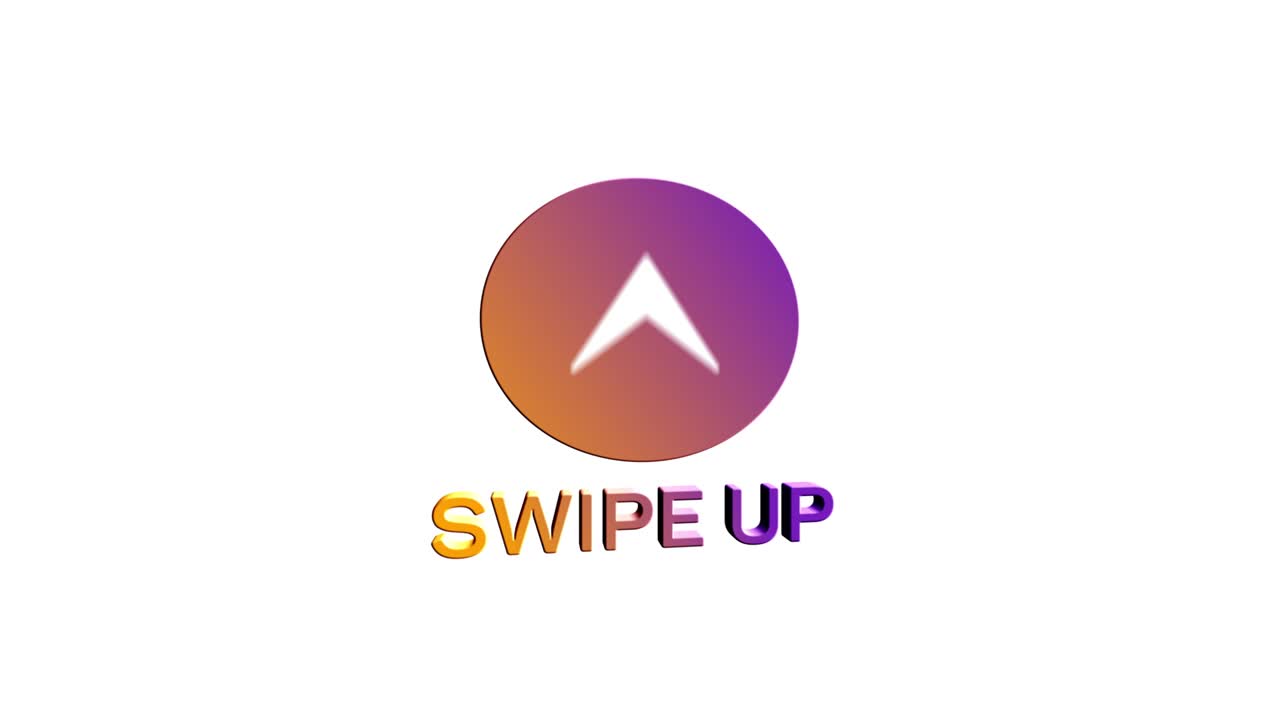 3d Swipe up, arrow up buttons colorful gradient. Application and social network icons, swipe up for advertising. Social media scroll arrows. 4K video animation with alpha channel