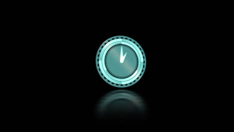 animación de un reloj con manecillas giratorias y explosión de humo rojo, sobre fondo negro
