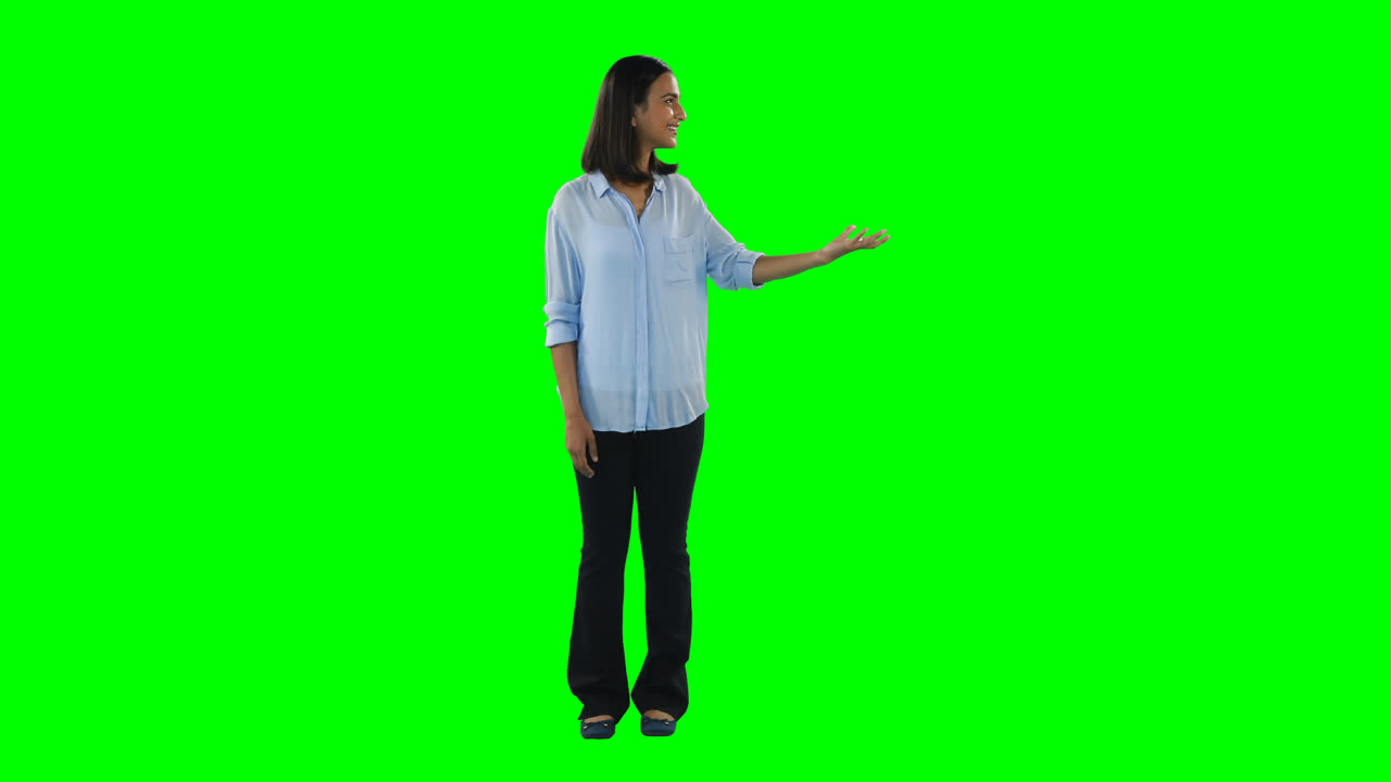 Smiling woman doing hand gesture 4k
