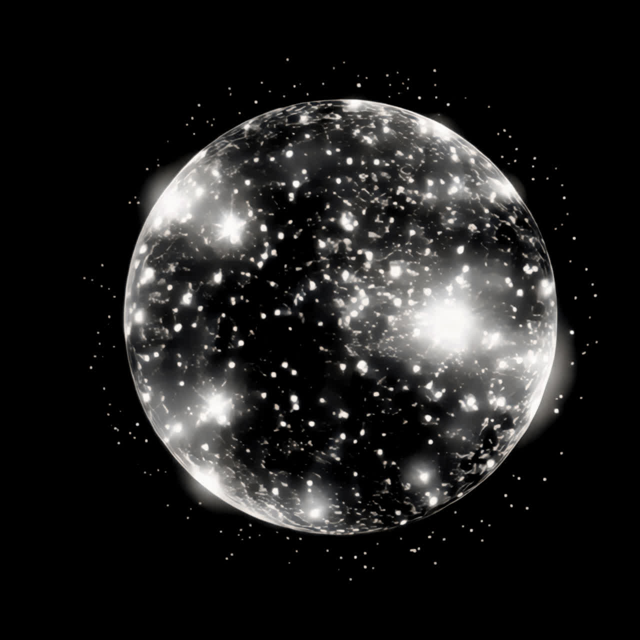 Galactic sphere animation isolated asset, transparent 4K video, alpha channel, ProRes 4444