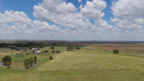 aerial view of rural fields and clouds